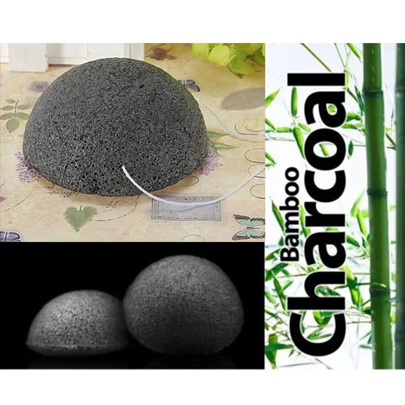 

Black Natural Bamboo Charcoal Konjac Sponge Face Makeup Cleaning Puff Sponges Tools For Oily/Combination Skin