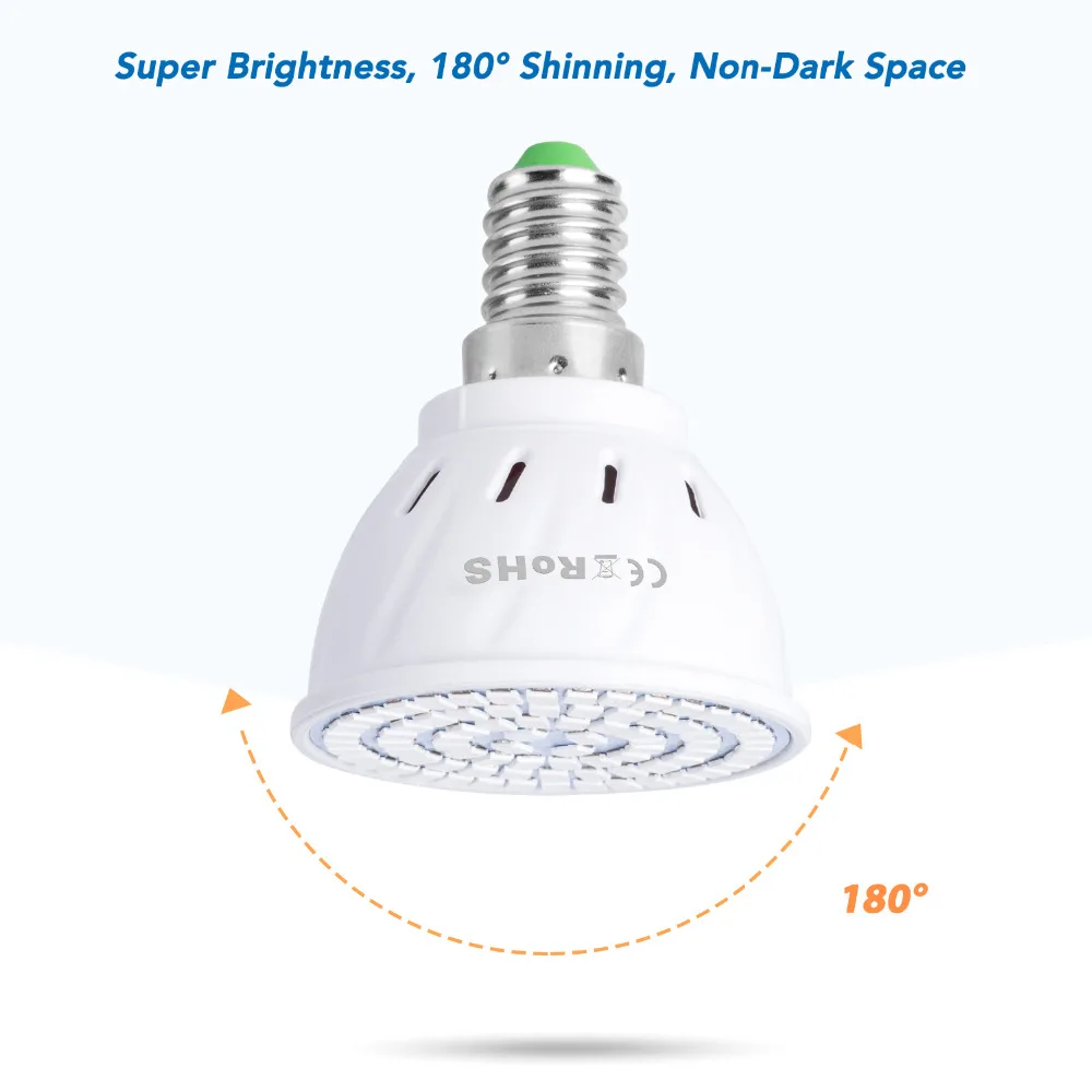 E27 СИД свет для выращивания E14 Full Spectrum Led завод GU10 220 V Фито лампа MR16 48 60 80led Семена