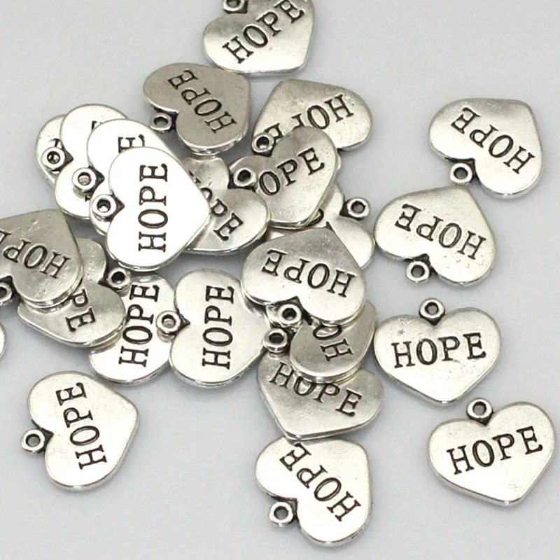 

Quality Tibetan Silver Heart Pendants Charms Bracelet Findings - hope