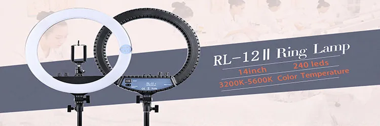 Fosoto RL-12II 14 дюймов 3200 K-5500 K диммируемая 240 светодиодная кольцевая лампа для фотосъемки, кольцевой светильник, штатив для камеры, фотостудии, телефона