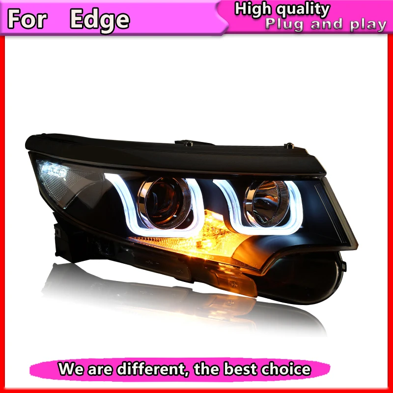 Автомобильный Стайлинг в сборе для FORD EDGE светодиодный фары 2010-2014 bi xenon lens Double U DRL H7