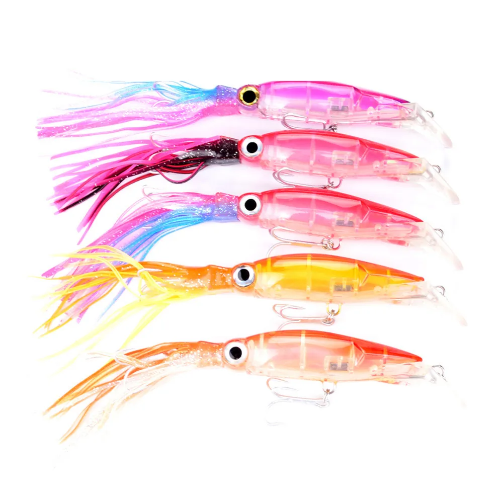 

5PCS Fishing lure Lures Plastic Shrimp beard Pink Orange Squid bait hook 14cm/40g