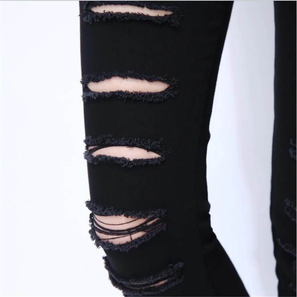 Whole cotton Hollow out hole Elastic force Pencil pants Leggings high waist jeans woman skinny women jeans mujer jean plus size
