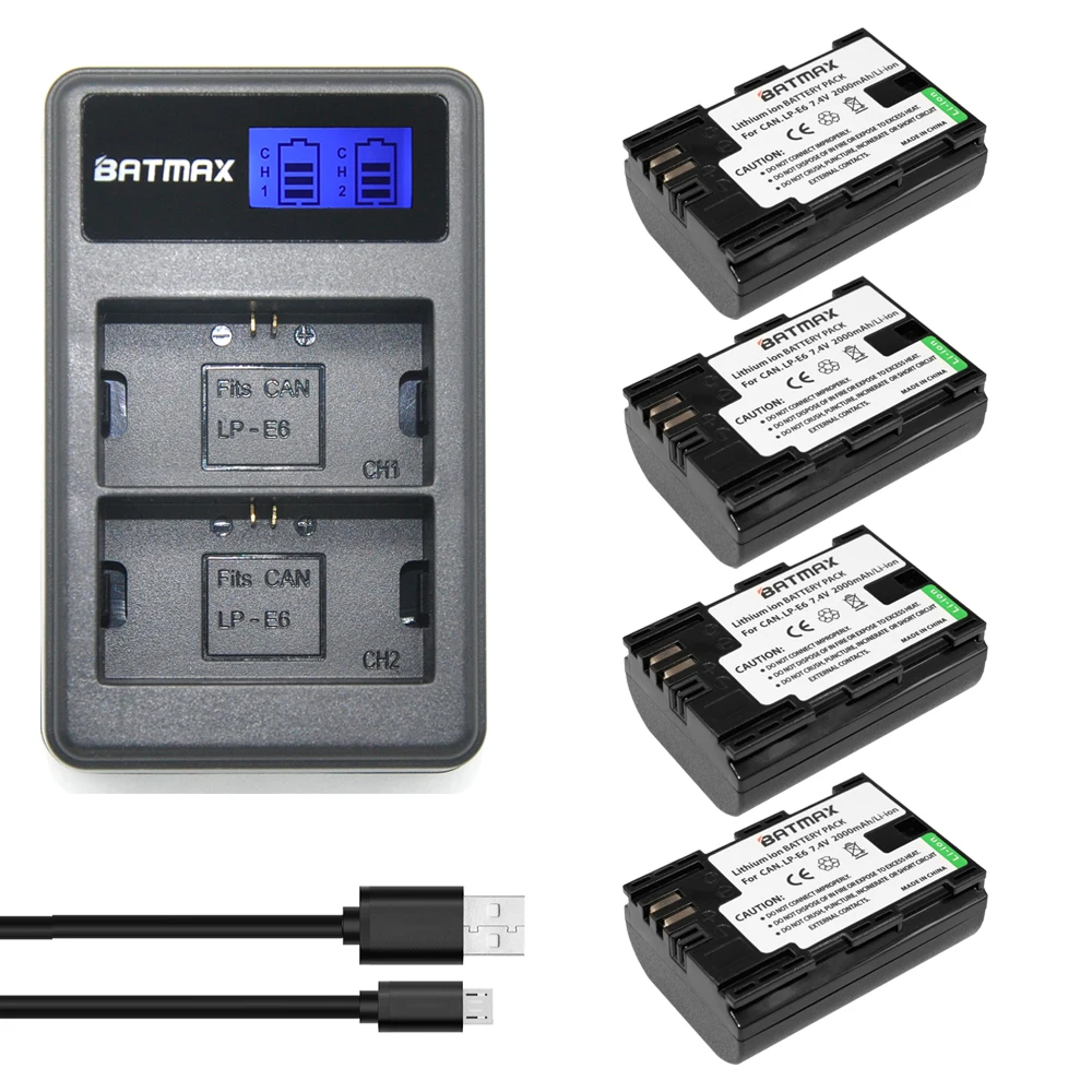 Аккумулятор высокой емкости для Canon EOS 5D 5D2 5DS R Mark II 2 III 6D 60D 60Da 7D 4 шт. двойное