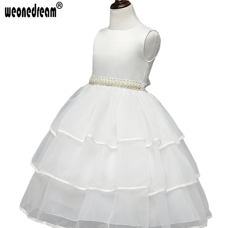WEONEDREAM/2017 г. Белое платье с цветочным узором для девочек пышные бальные платья без