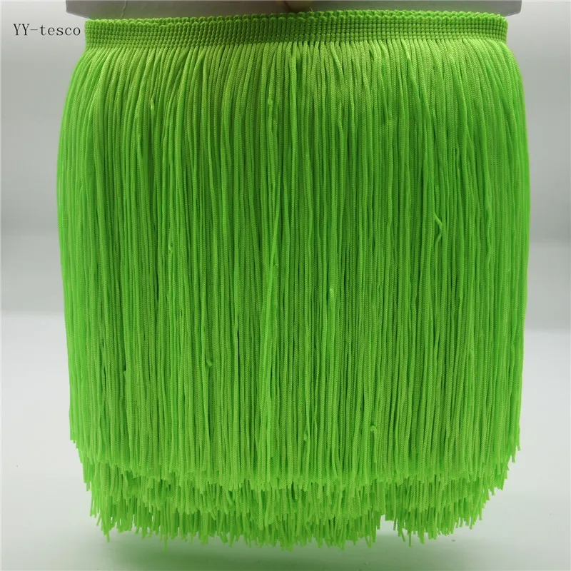Fluorescent green YY-tesco 10 метров 20 см широкая кружевная бахрома отделка кисточка бахрома отделка для латинских платьев сценическая одежда аксессуары кружевная лента кисточка - Цвет: Fluorescent green