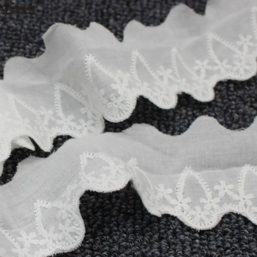 YACKALASI 100% хлопок ушко вышитые кружева лента швейцарский вуаль шитья одежда