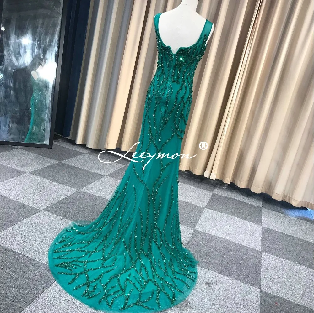 Luxury Sleeveless Sexy Beaded Sequined Mermaid Evening Dresses Sparkly Gown Fashion Long Dress vestido de festa longo | Свадьбы и