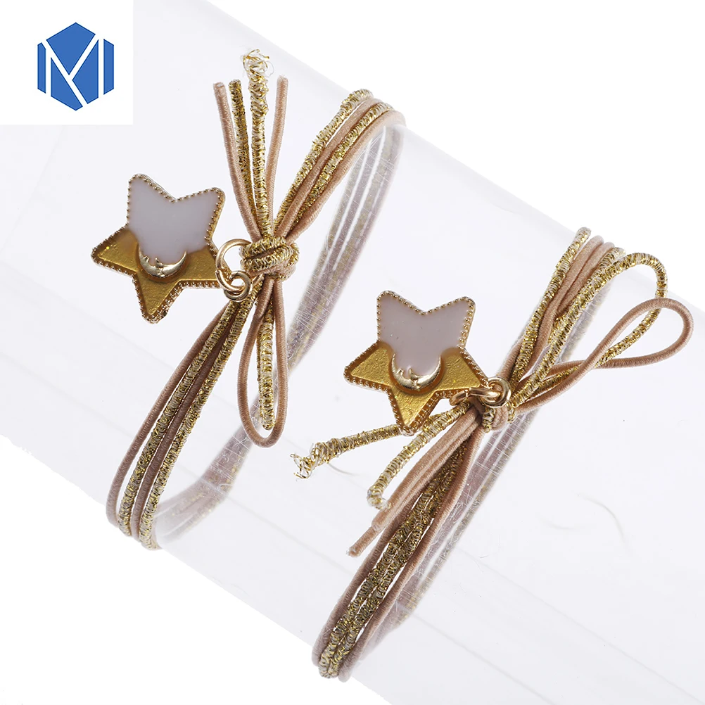 M MISM Fashion 1 пара K Pop женские резинки со звездами эластичные для волос Galaxy Bling Hair Ties
