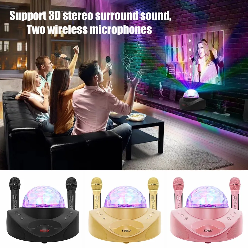 Семейные комплекты для дискотеки KTV Bluetooth караоке микрофон двойной цветные огни с
