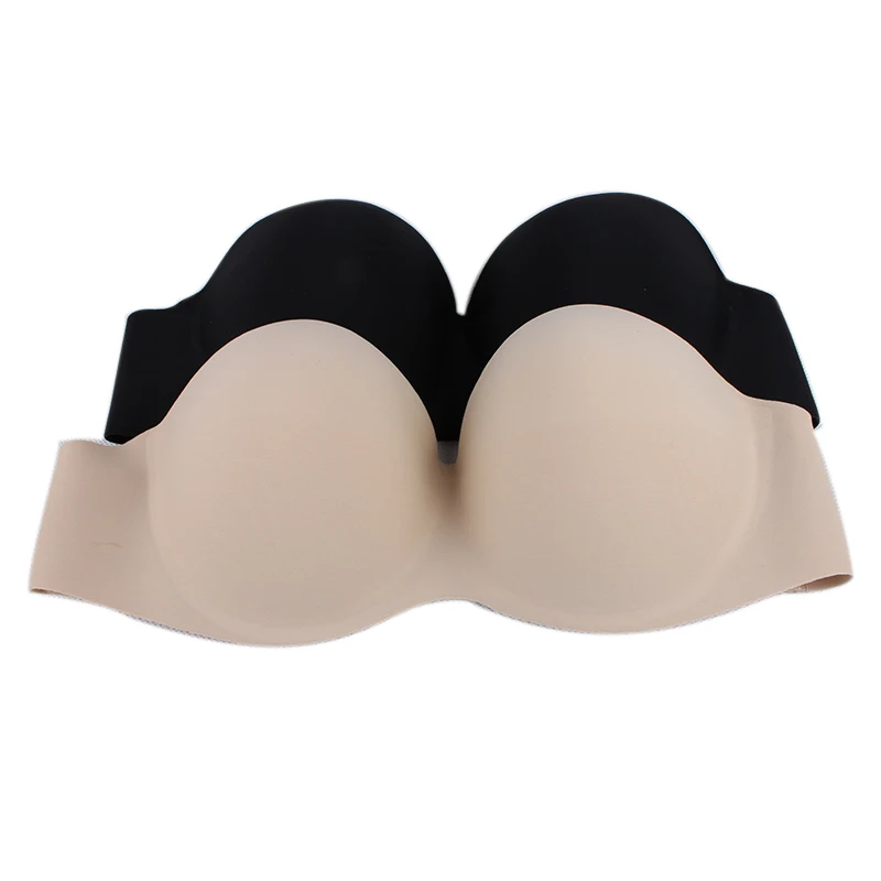 Бюстгальтер женский однотонный без бретелек с четырьмя крючками пикантный