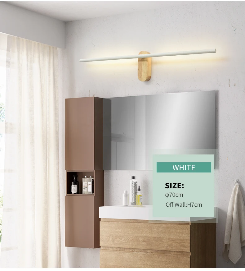 AIBIOU современный светодиодный настенный светильник s для ванной комнаты, белый зеркальный светильник, Настенный бра, Деревянный светильник для спальни, настенный прикроватный светильник