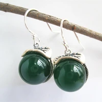kjjeaxcmy fine jewelry 925 pure silver inlay green agate simple special price female eardrop jewelry
