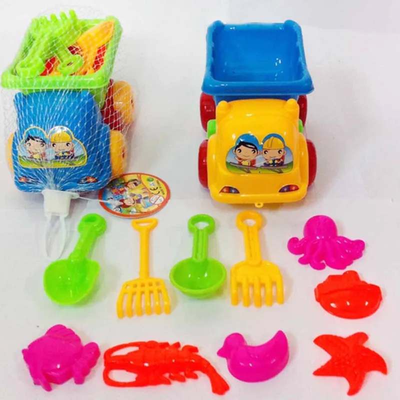 

11pcs/set Sand Water Beach Play Toys Set Kids Children Seaside Bucket Shovel Rake Kit Building Sea Horse Molds Funny Tools