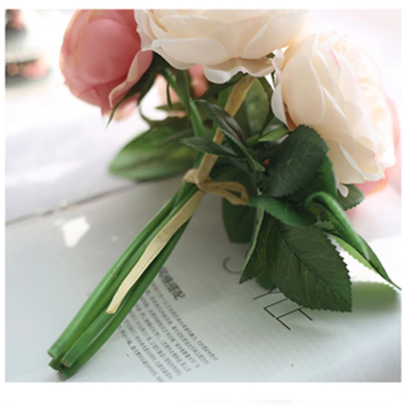 Искусственные бутоны с 5 головками искусственные розами украшения для свадьбы