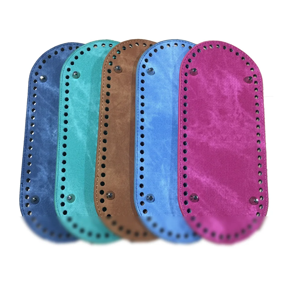 

25x11cm Bag Bottom Denim Oval Leather Bottoms with Holes Bag Accessories DIY Part for Handbag Crossbody Messenger Bags
