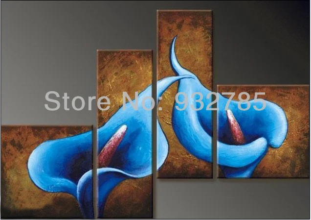 Лилия синяя Калла современная абстрактная картина маслом ручной работы большого