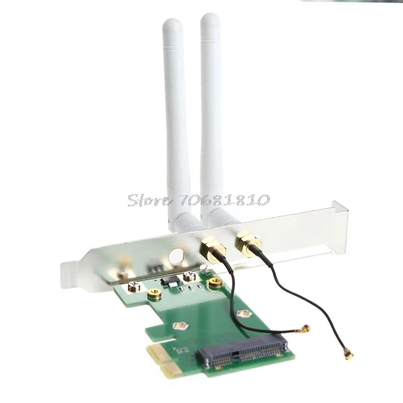 Беспроводная Wifi сетевая карта Mini PCI-E для PCI-E 1X настольный адаптер+ 2 антенны Прямая поставка