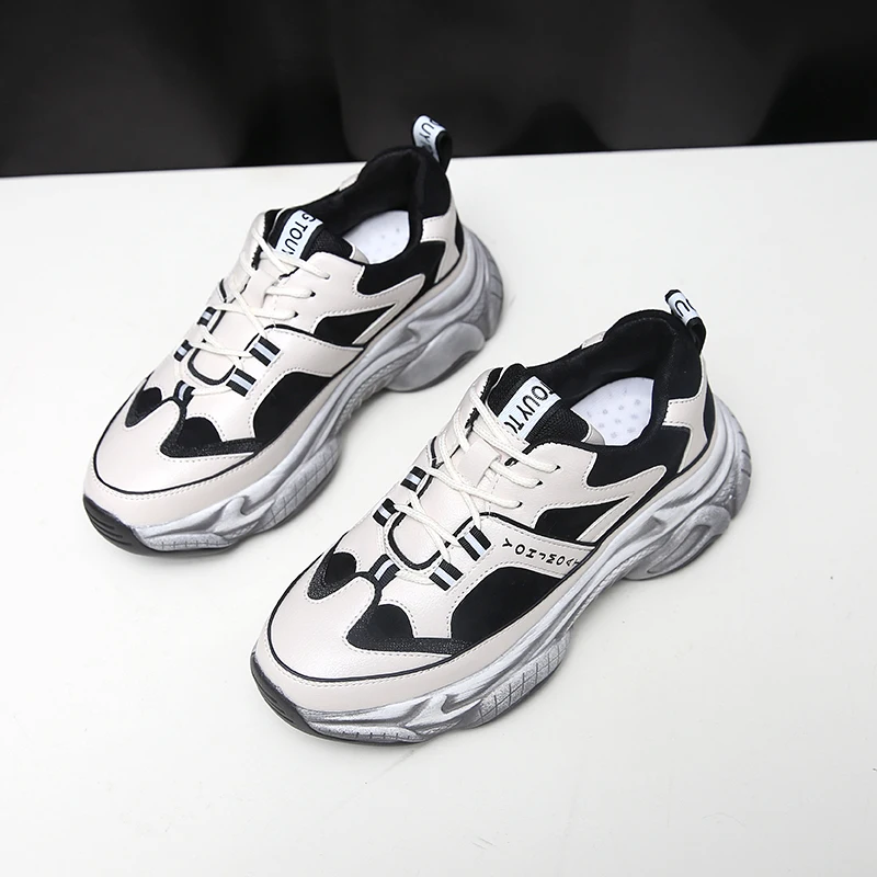 Fujin/женские кроссовки в винтажном стиле Популярная обувь старом Обувь на толстой