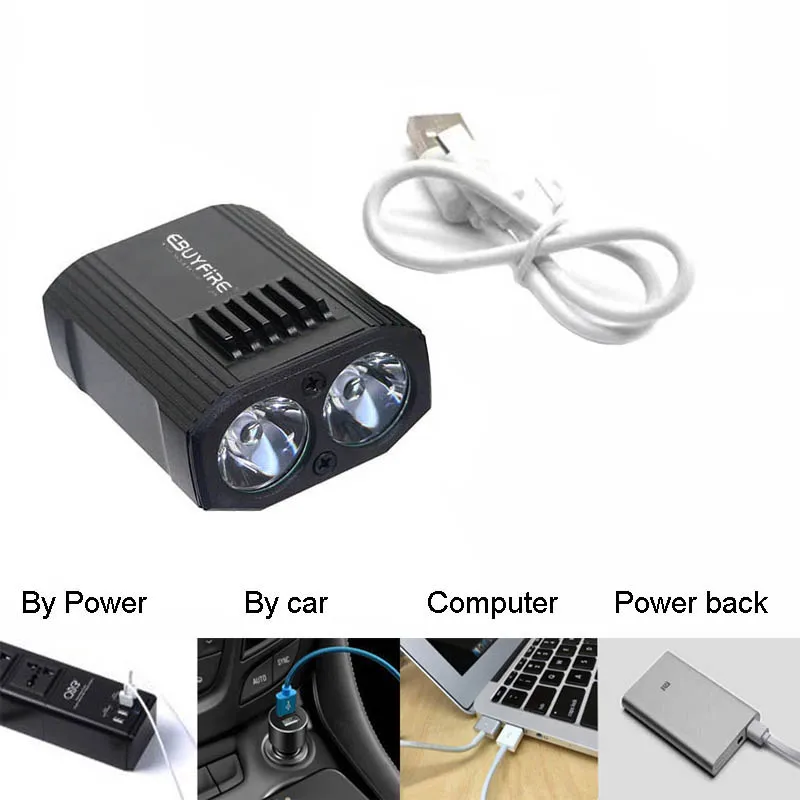 Миниатюрный фонарь для велосипеда 2 светодиода 5 Режим 2000LM USB Перезаряжаемые Велоспорт велосипед передний велосипедный фонарь задний светильник s фонарик для использования вне дома, в походах, в