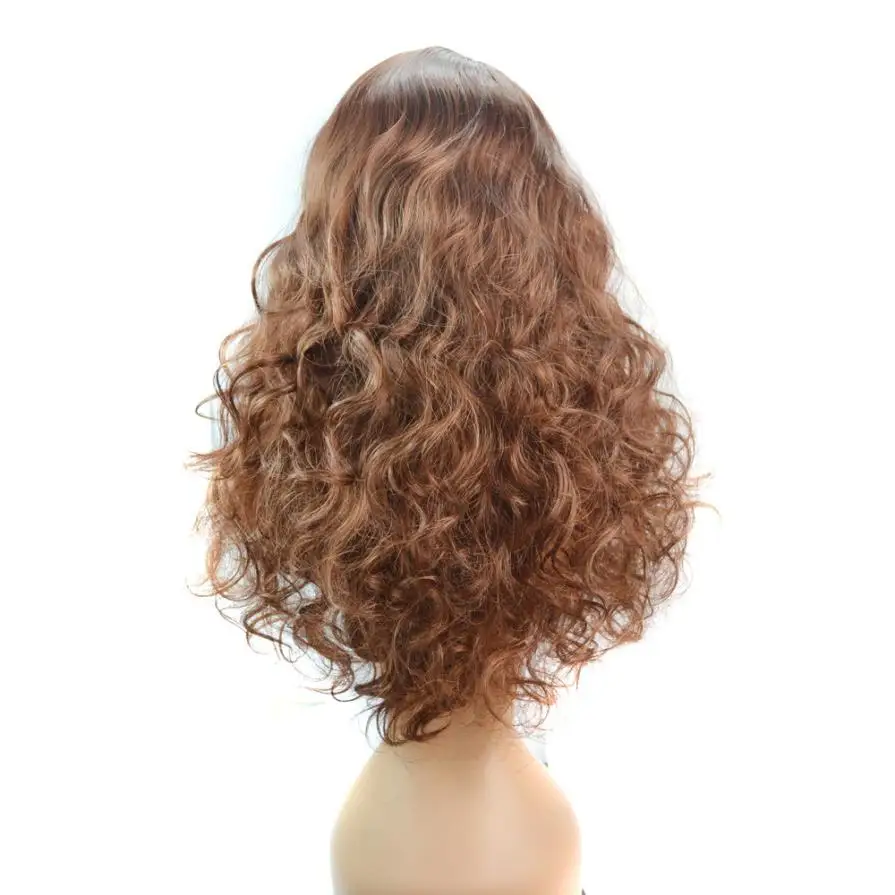 Для женщин модная элегантная красивая длинный коричневый кудрявый парик модные