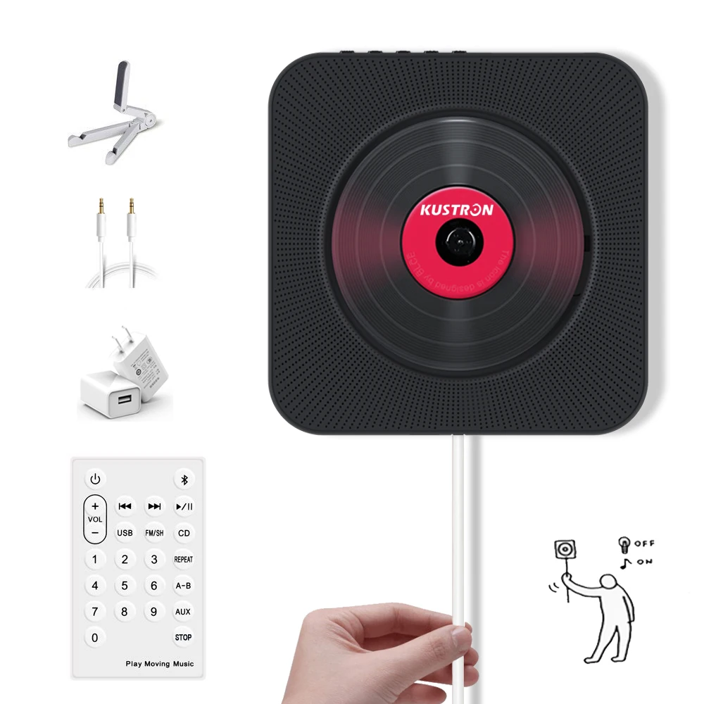 Настенный Bluetooth cd плеер потяните переключатель с дистанционным HiFi динамиком USB