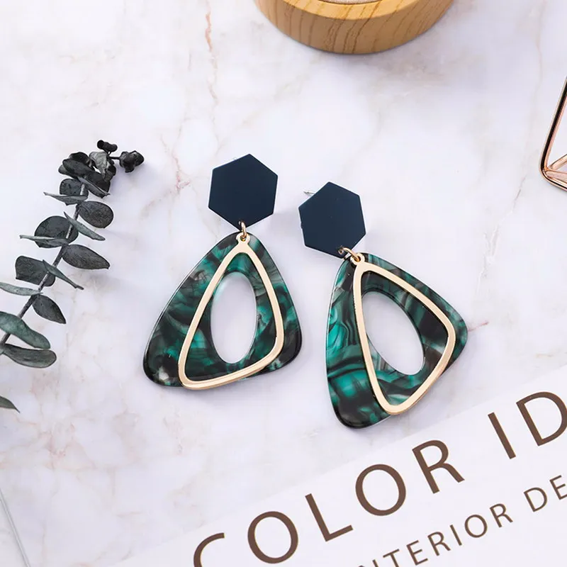 New Trendy Irregularity Triangle Acrylic Earrings for Women Simple Retro Alloy Geometry Dangle Drop Jewelry Bijoux 2019 | Украшения и