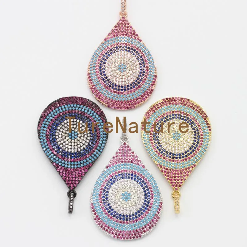 

10 pcs For Sale Cz Pave Zircon Pendants Colorful Beads Accent Oval Shape Charms Jewelry In 28.7*48.5 mm PM4881