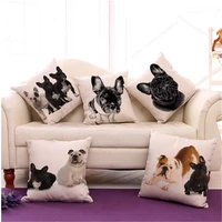 18cotton linen french bulldog digital print square decorative throw pillow cushions for sofa car home decor no fill