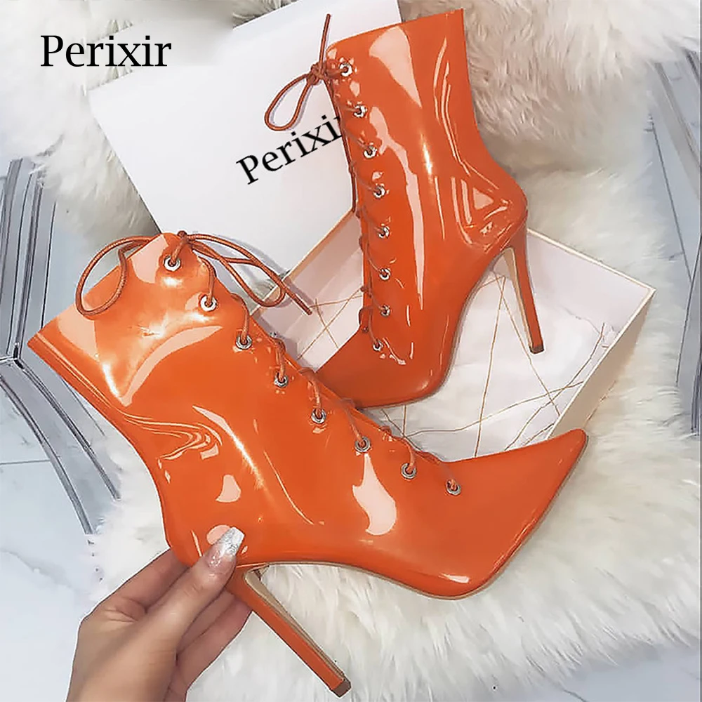 Perixir; Новинка года; Прозрачные ботинки; женские ботинки на тонком каблуке-столбике; пикантные вечерние женские летние ботинки; ботинки на шнуровке; Mujer