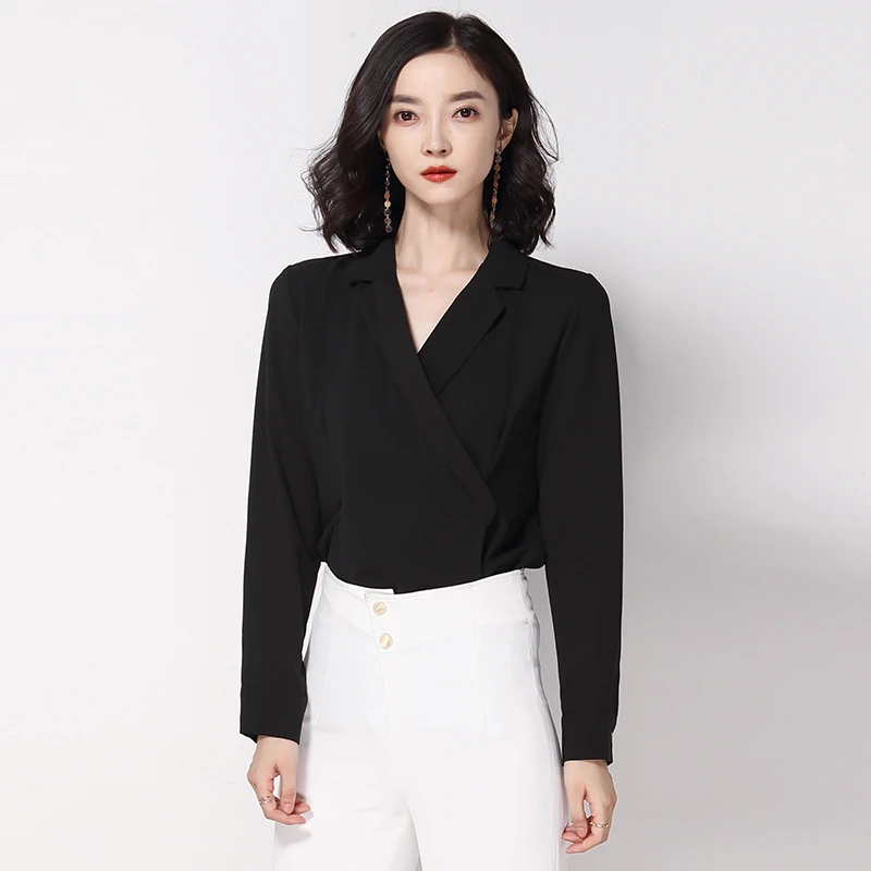 Women Spring &amp Autumn Korean Elegant Shirt Top Office Lady Slim Chiffon Soft Blouses Female Fashion Brand Work Wear Clothing |