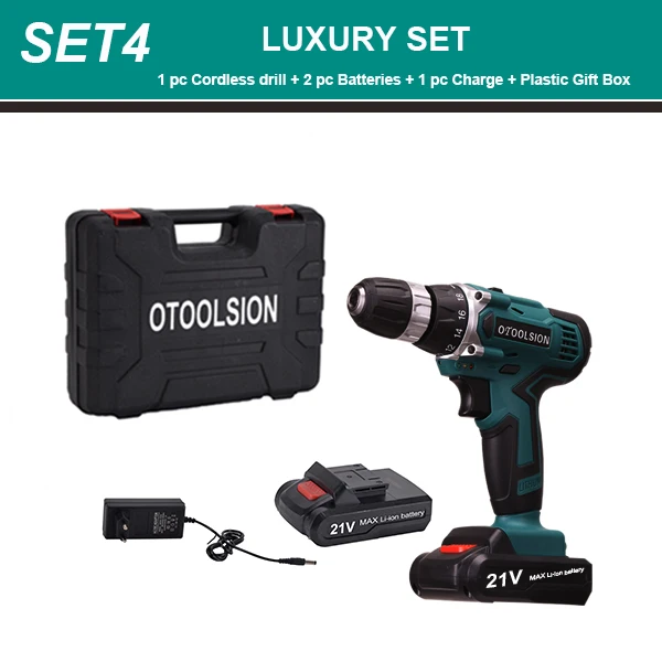 SET4 (2 pc battery) 21 в электрические электроинструменты 2 скорости аккумуляторная отвертка электрическая отвертка литиевая батарея дрель беспроводная дрель для DIY дома - Цвет: SET4 (2 pc battery)