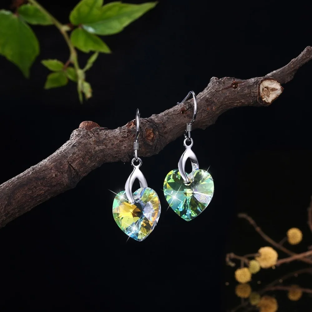 LEKANI, кристаллы Swarovski, кошачий жемчуг, серьги-капли, 925, женские серьги, модные ювелирные изделия, SSilver, стразы в форме сердца, сексуальные