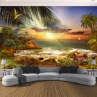 Пользовательские Настенные обои 3D остров пляж морской пейзаж настенная живопись гостиная спальня Водостойкий Холст домашний декор Papel De Parede