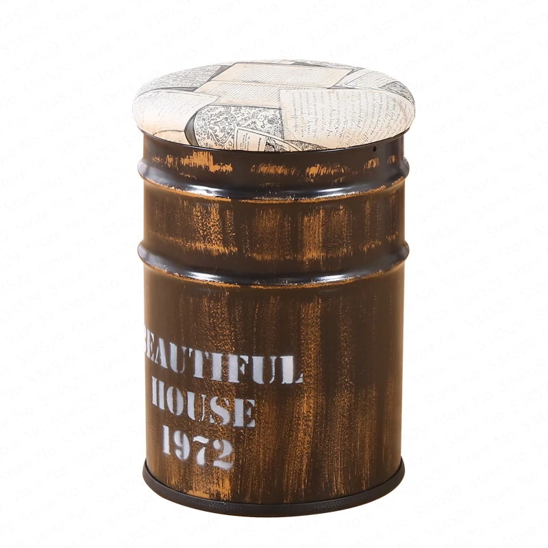 Креативный Железный табурет для хранения барный дивана контейнер круглый ковша