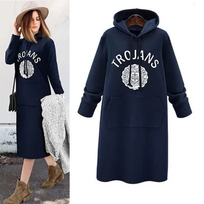 

Women's Hot Long Sleeve Loose Casua Plus XL-5XL Sweatshirt Hoodies Long Dress