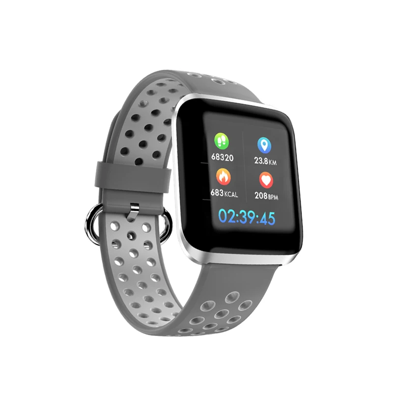 Grey Add White Smart Band Heart Rate Blood Pressure Fitness Tracker Bracelet Weather Call Reminder Wristband for iOS Android pk fitbits xiaomi - Цвет: Grey Add White