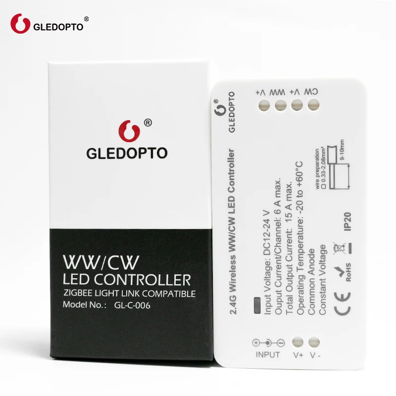

factory price gledopto WW/CW smart control zigbee system wireless control led lighting controller 12v-24v rgb dimming switch LED