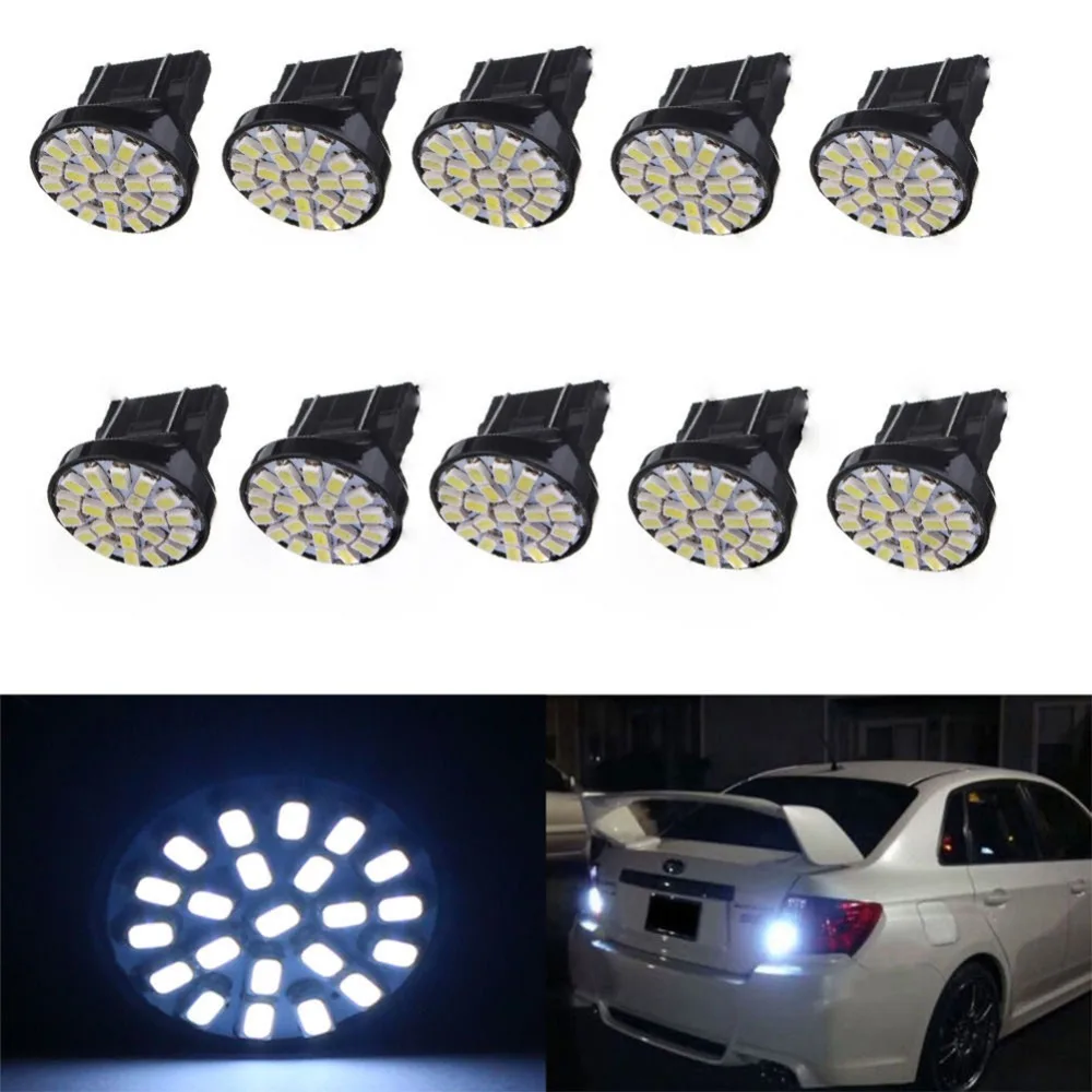 Светодиодный стоп сигнал для автомобиля 10 шт./компл. 22SMD 3157 3057 3457 4157 3047 белый T25 1206