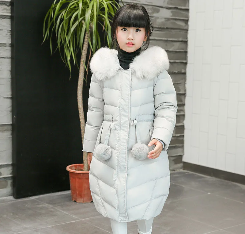 Зимние куртки для девочек 2016 утепленный зимний комбинезон X Long пальто с капюшоном