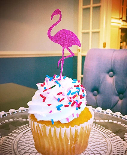 Блестящие топперы для кексов в гавайском стиле с фламинго люау дня рождения