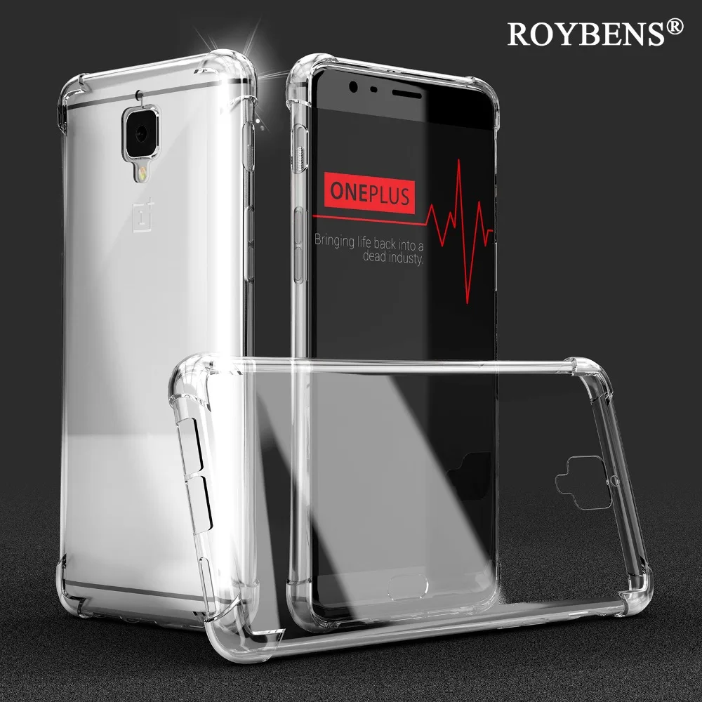 Roybens Anti-Knock Oneplus 3 Cases Original Transparent Clear Cover For 5 Silicone TPU Case One Plus 3T Soft Capa |