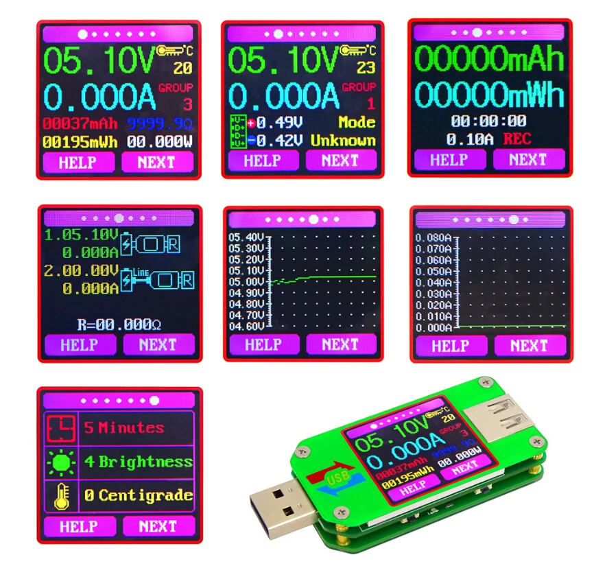 UM24C USB 2 0 тестер цветной ЖК дисплей измеритель напряжения тока UM24 Вольтметр