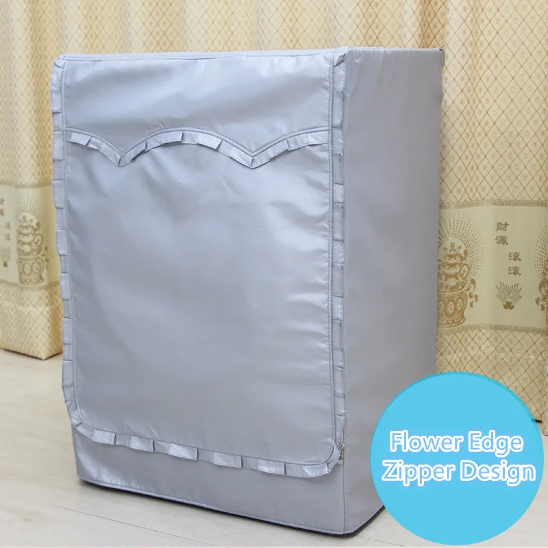 Flower zipper Чехол для стиральной машины солнцезащитный водонепроницаемый чехол домашняя сушилка для одежды полиэстер серебряное покрытие автоматический ролик пылезащитный - Цвет: Flower zipper