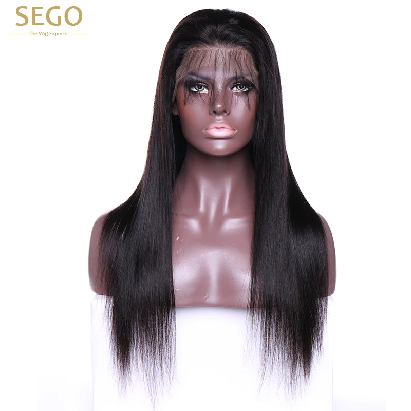 SEGO 13*4 прямые парики из натуральных волос на кружеве для черных женщин