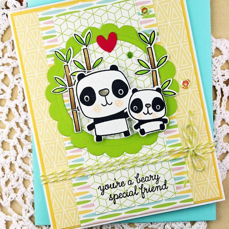 Набор прозрачных силиконовых штампов Happy Pandas для скрапбукинга DIY/фотоальбома