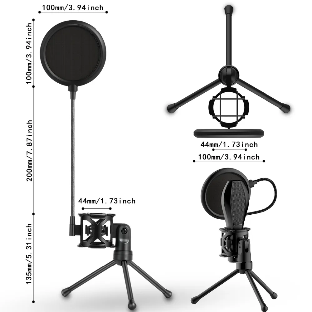 ABS microphone desktop 360 degrees rotation stander black quakeproof windproof bop net tripod standers PS-2 | Электроника
