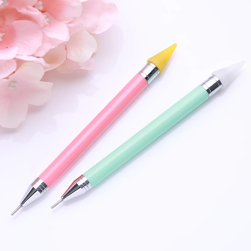 Синий розовый ручка двусторонняя Dotting Pen стразы шпильки Picker воск карандаш