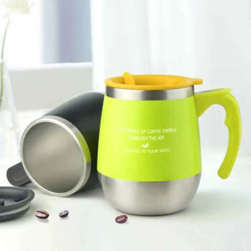 ONEDAY 450ml Thermo Cup Coffee Mug Teacup Drink Thermos Flask Water Tumbler With Cover Black Mugs | Дом и сад