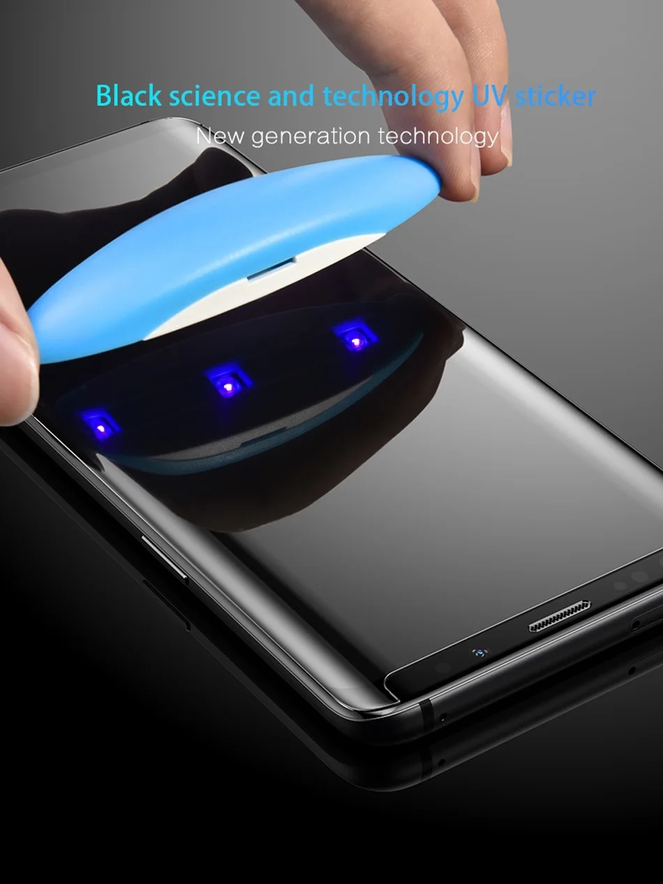 Защита для экрана с УФ клеем Samsung Galaxy S6 S7 Edge S8 S9 S10 Plus Note 8 9 закаленное стекло полным